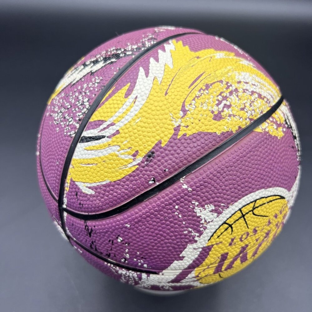 Vtg Spalding/LA LAKERS NBA Souvenir/Kid Toy Mini 7" Basketball; Purple/Yellow - Picture 4 of 9
